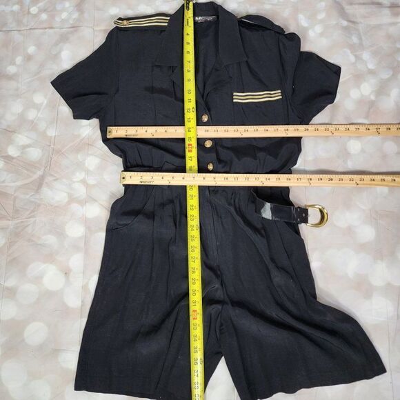 SL Fashions Navy Blue Belted Romper, Women's Medium - Picture 7 of 9